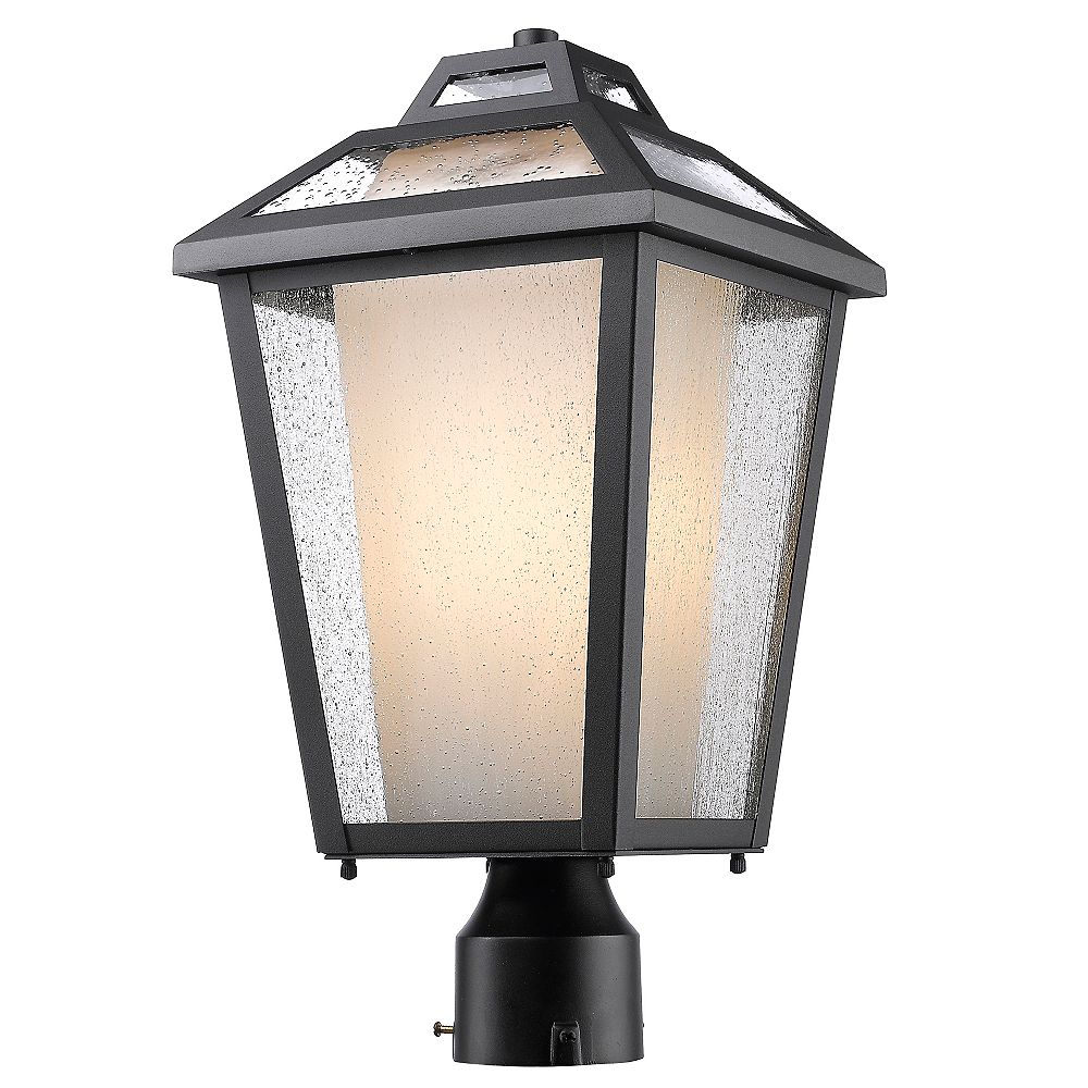 Filament Design 1Light Black Outdoor Post Mount Light with Clear Seedy