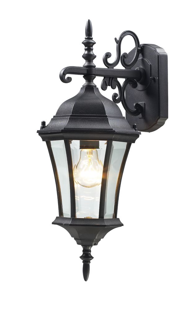 Filament Design 1Light Black Outdoor Wall Sconce with Clear Beveled Glass 8 inch The Home
