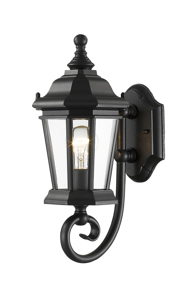 Filament Design 1Light Black Outdoor Wall Sconce with Clear Beveled Glass The Home Depot Canada