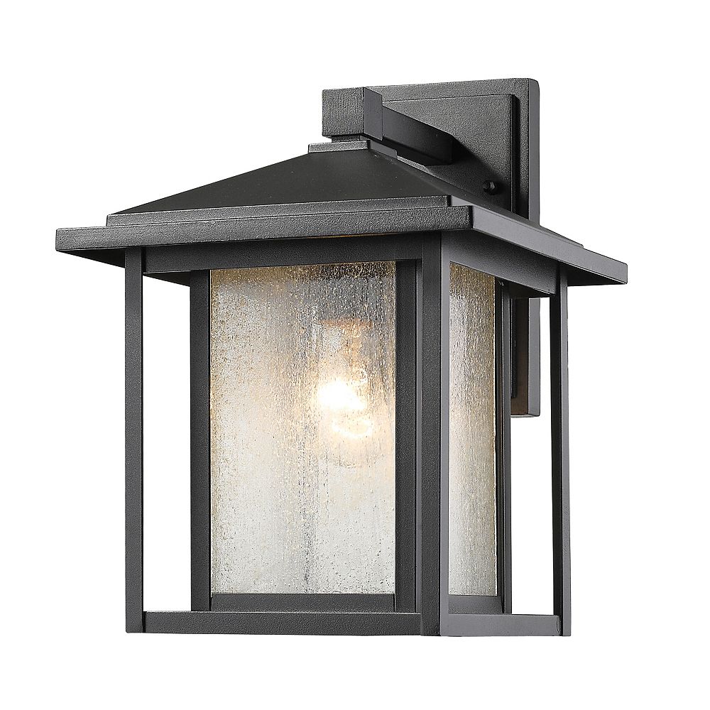 Filament Design 1 Light Black Outdoor Wall Sconce With Clear Seedy Glass 9 Inch The Home