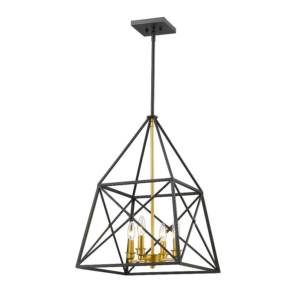 Filament Design 4Light Bronze Gold Pendant with Bronze Gold Steel