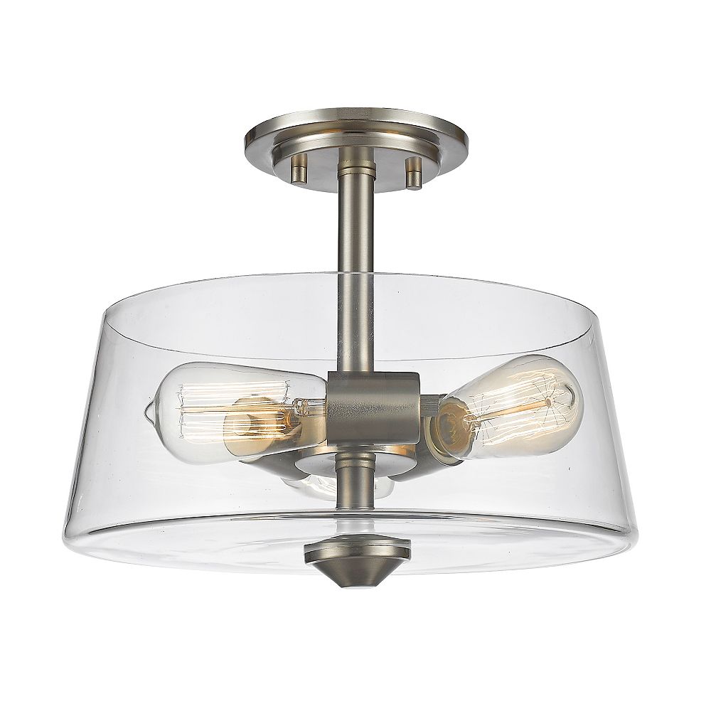 Filament Design 3-Light Brushed Nickel Semi Flush Mount with Clear Glass - 13.75 inch | The Home ...