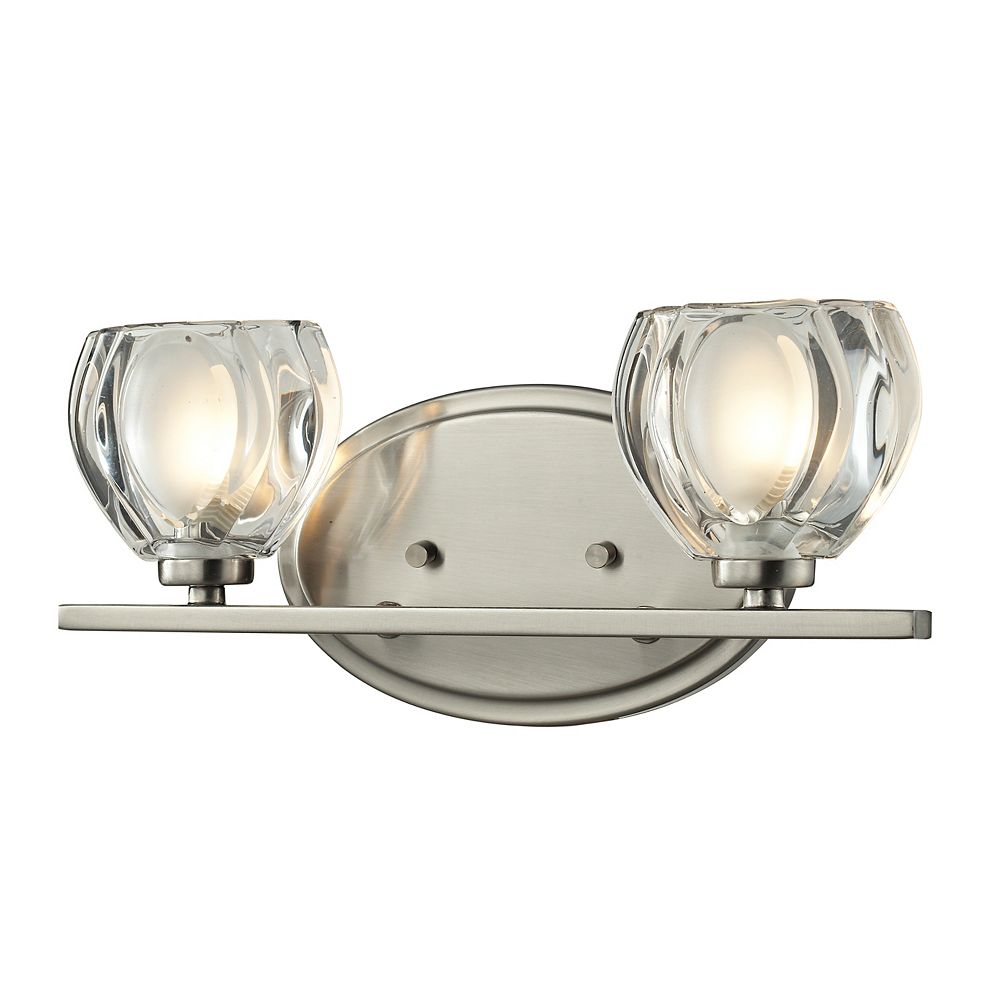 Filament Design 2Light LED Brushed Nickel Vanity with Clear and