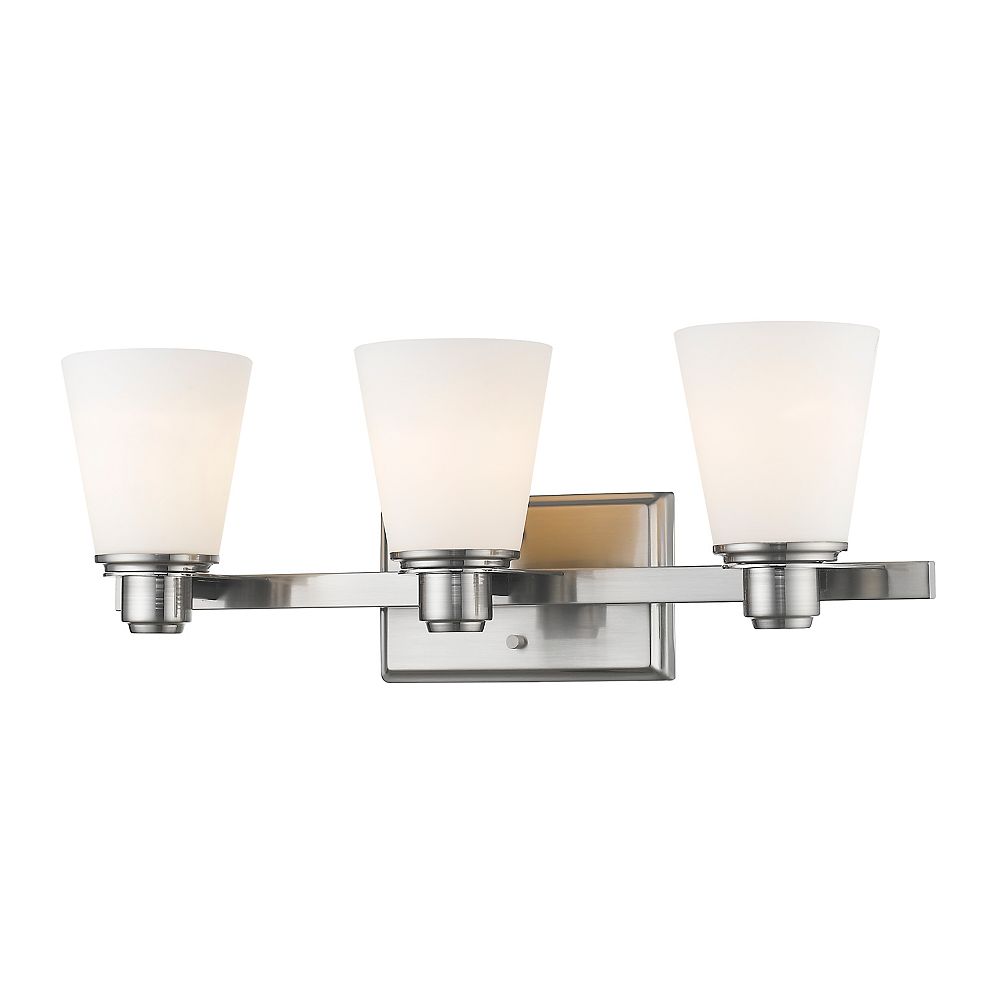 Filament Design 3-Light Brushed Nickel Vanity with Matte Opal Glass - 7 ...