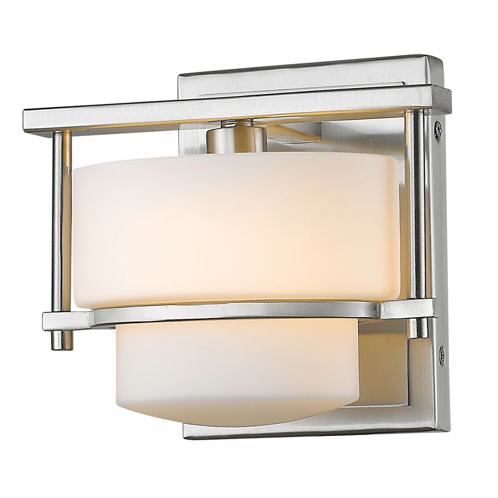 Filament Design 1-Light Brushed Nickel Wall Sconce with Matte Opal ...