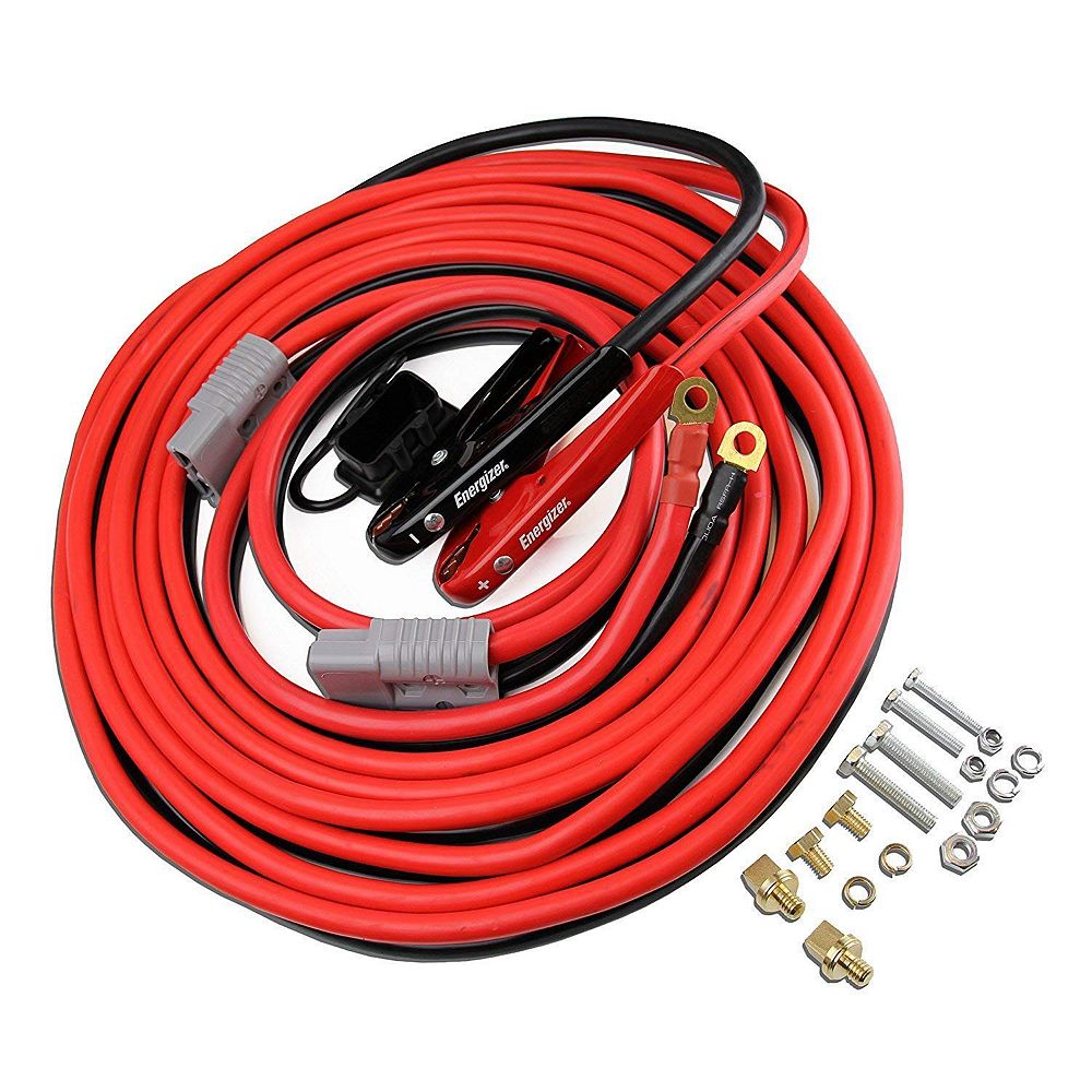 Energizer 1 gauge 30 foot jumper cables install kit with quick