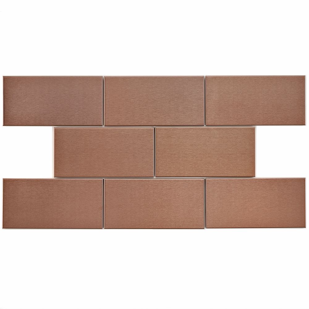 Merola Tile Alloy Subway Copper 3 Inch X 6 Inch Stainless Steel Over Porcelain Wall Tile The Home Depot Canada