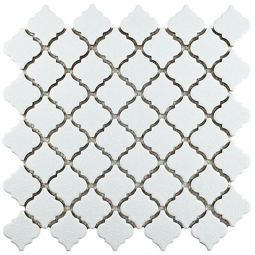 Merola Tile Hudson Tangier Crystalline White 12-3/8-inch x 12-1/2-inch x 5 mm Porcelain Mosaic Tile(10.96 sf/ca)