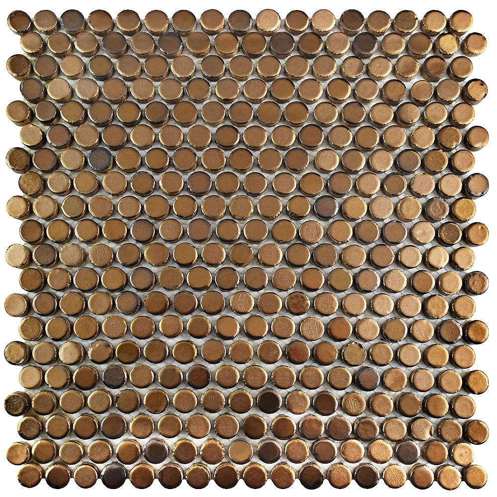 Merola Tile Comet Penny Round Gold 111/4inch x 113/4inch x 9 mm