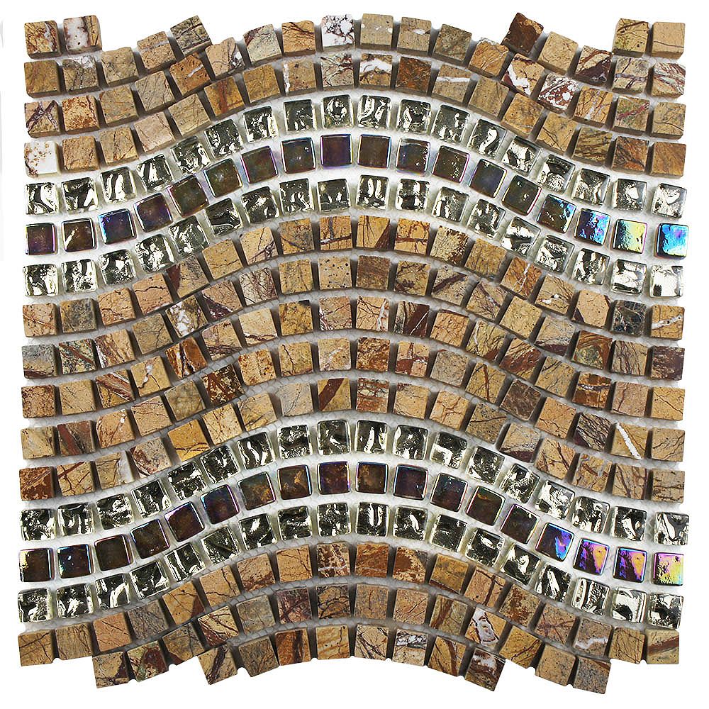 Merola Tile Tessera Wave Jupiter 11-3/4-inch x 12-1/4-inch x 8 mm Glass