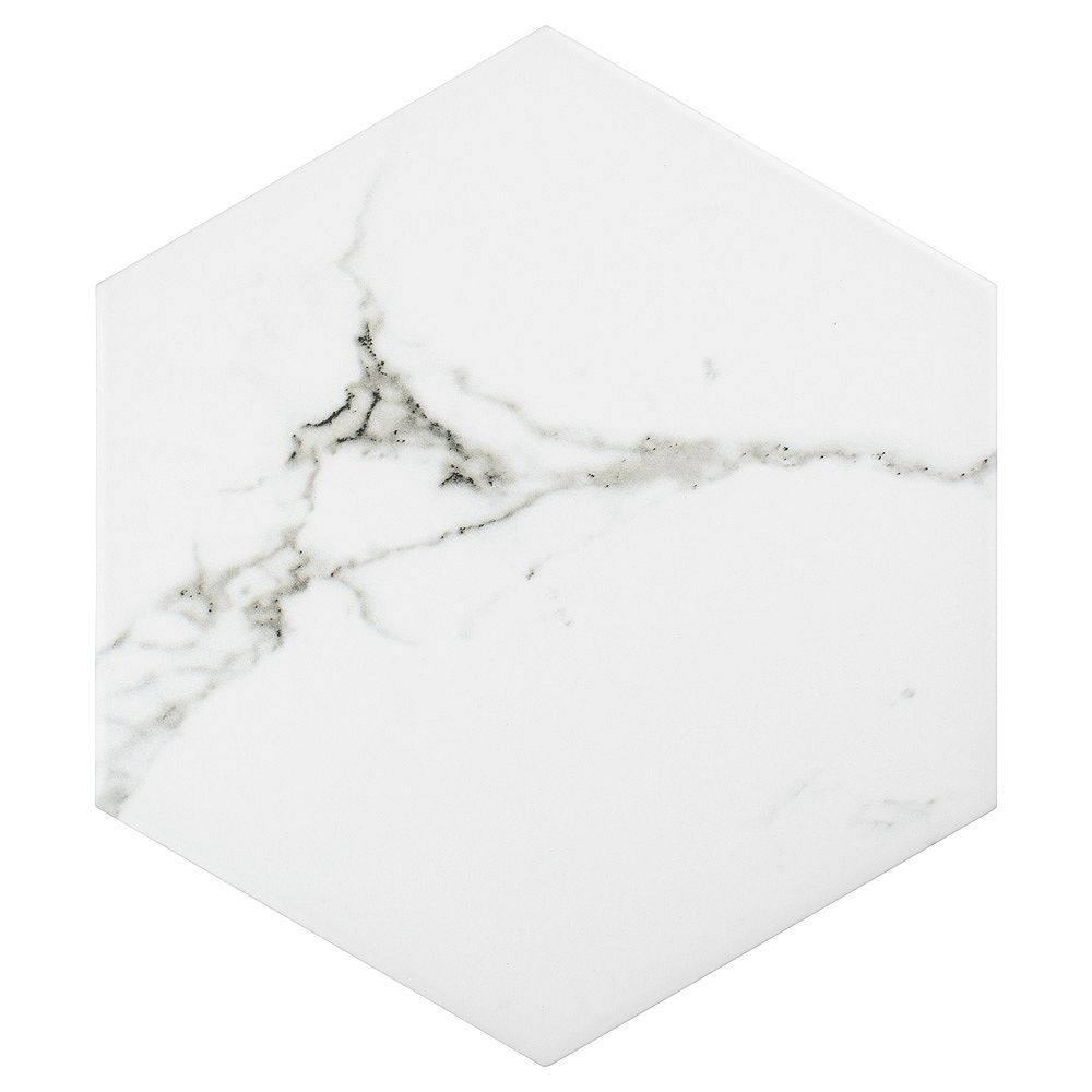 Merola Tile Timeless Calacatta Hex 8 5/8inch x 9 7/8inch Porcelain Floor and Wall Tile