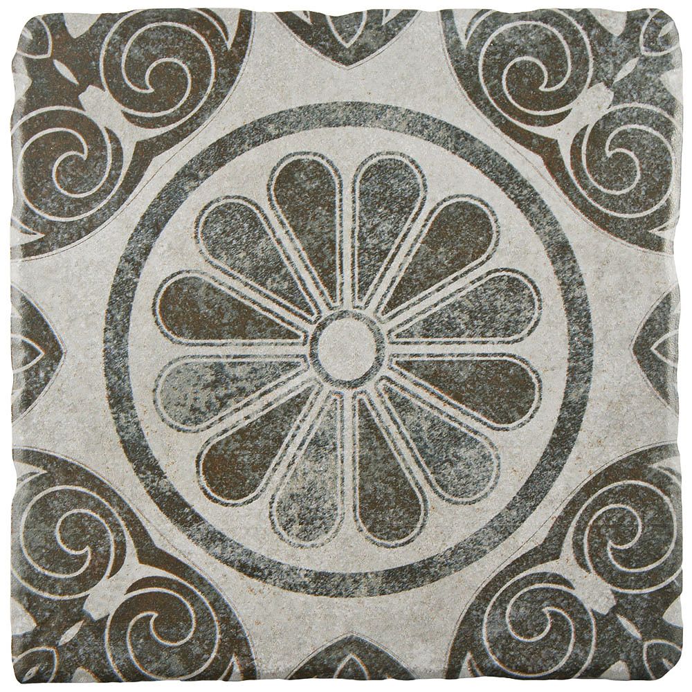 Merola Tile Costa Cendra Decor Daisy 73/4inch x 73/4inch Ceramic