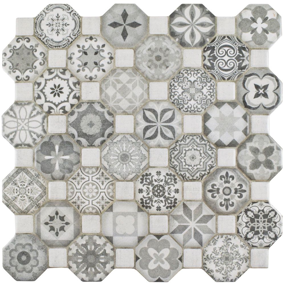 Merola Tile Tessera Grey 12 1 4 Inch X 12 1 4 Inch Ceramic Floor And   P 1001291076 