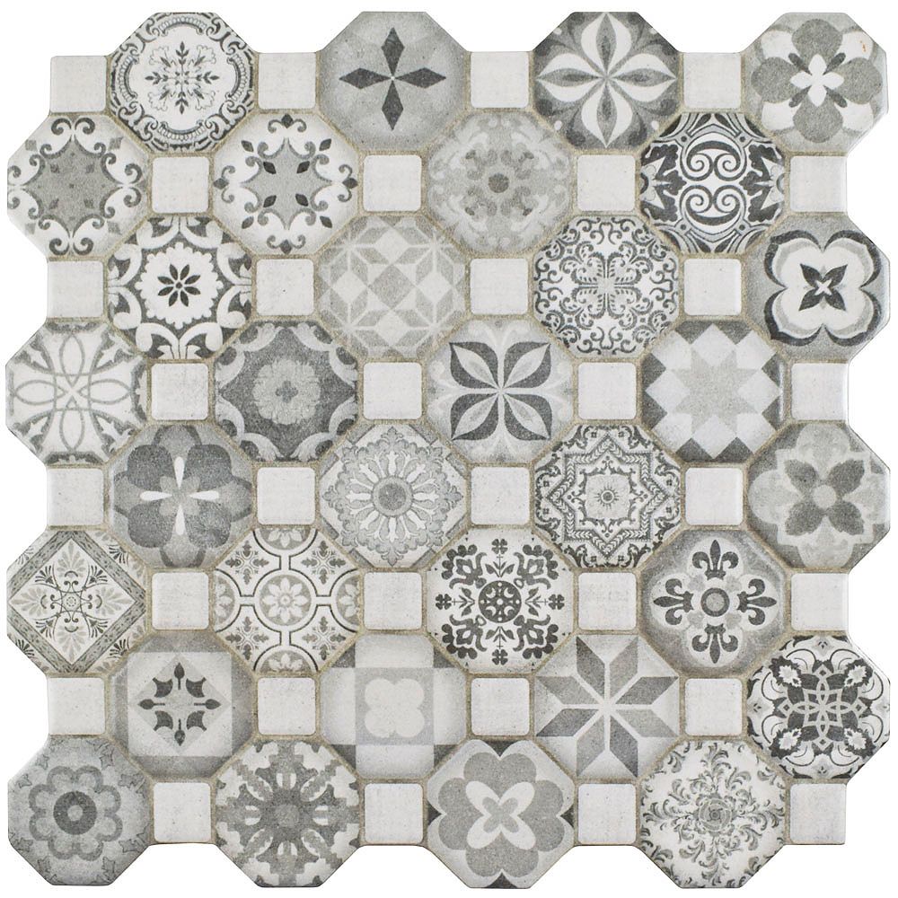 Merola Tile Tessera Grey 12 14 Inch X 12 14 Inch Ceramic Floor And