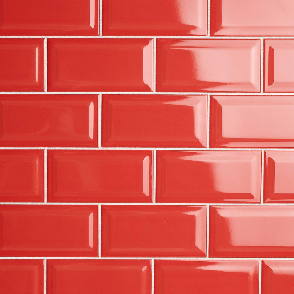 Merola Tile Park Slope Beveled Subway Apple Red 3 Inch X 6 Inch Ceramic Wall Tile 1918 S The Home Depot Canada