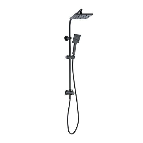 Modern 1-Spray Wallbar Shower Kit with Handshower in Matte Black