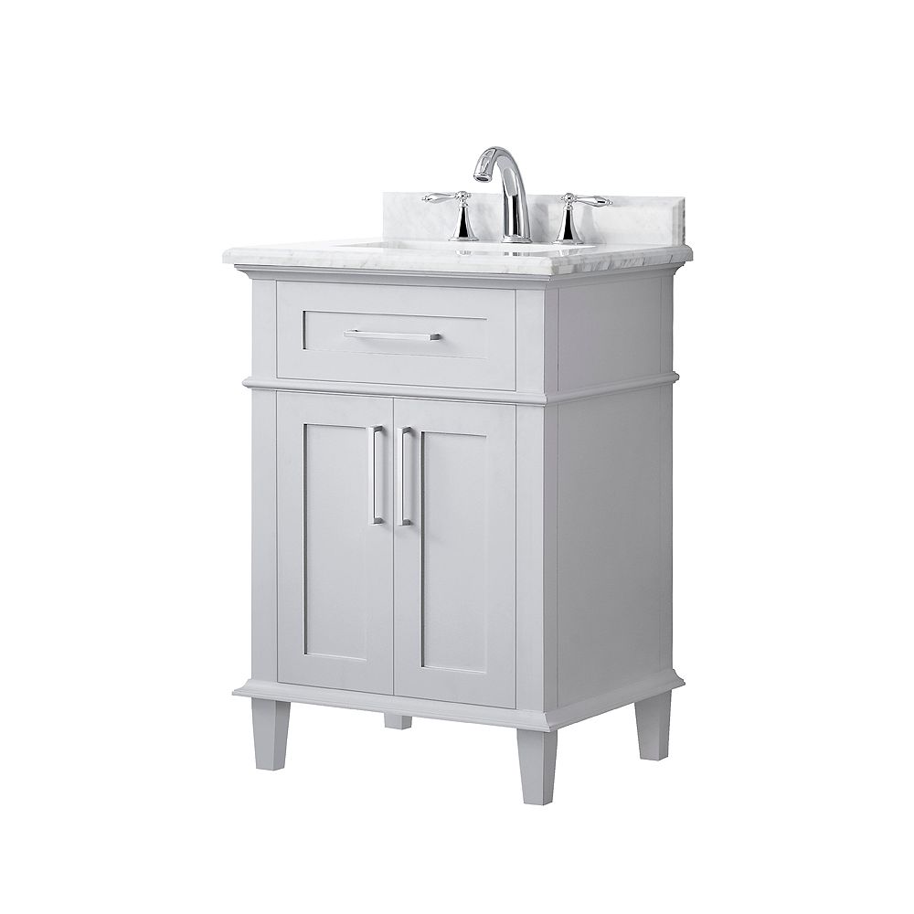 Home Decorators Collection Sonoma 24 Inch Single Sink Vanity In Dove Grey With Carrara Mar The Home Depot Canada
