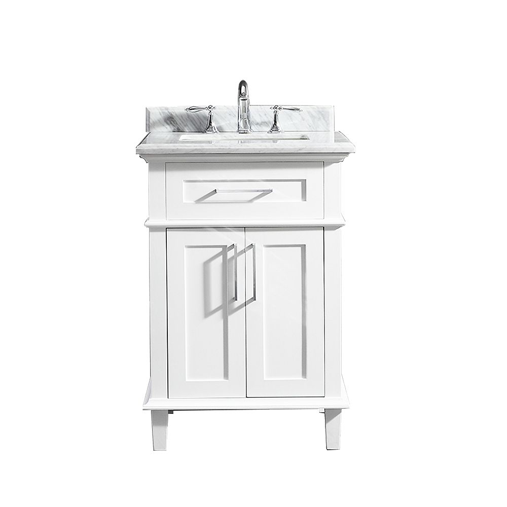 Home Decorators Collection Sonoma 24, 24 White Bathroom Vanity With Marble Top