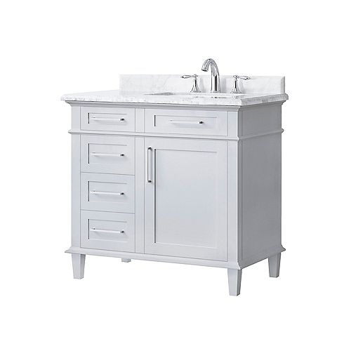 Sonoma 36-inch Single Sink Vanity in Dove Grey with Carrara Marble Top