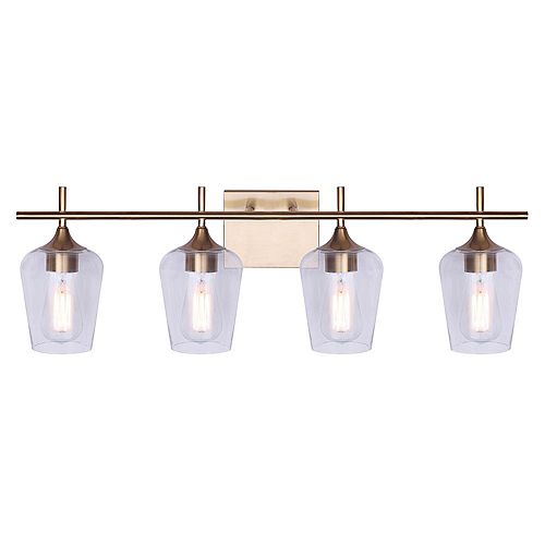 Home Decorators Collection GABRIELLE 4-light gold vanity with clear glass shades