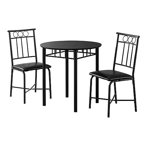 Dining Set - 3-Pieces Set Black Metal And Top