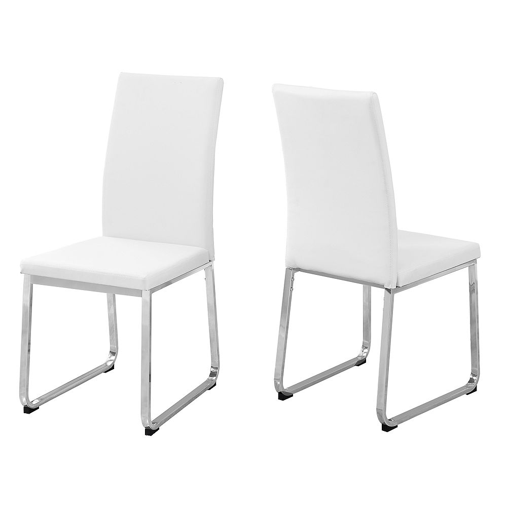 dining chair 38inch h white leatherlook chrome set of 2