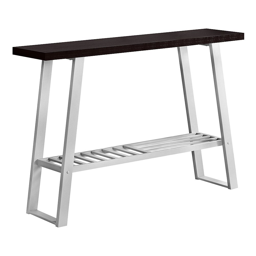 Monarch Specialties Accent Table 48 Inch L Cappuccino Silver Hall Console The Home Depot Canada