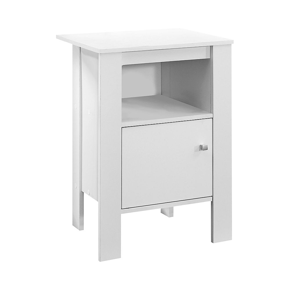 Monarch Specialties Accent Table White Night Stand With Storage The
