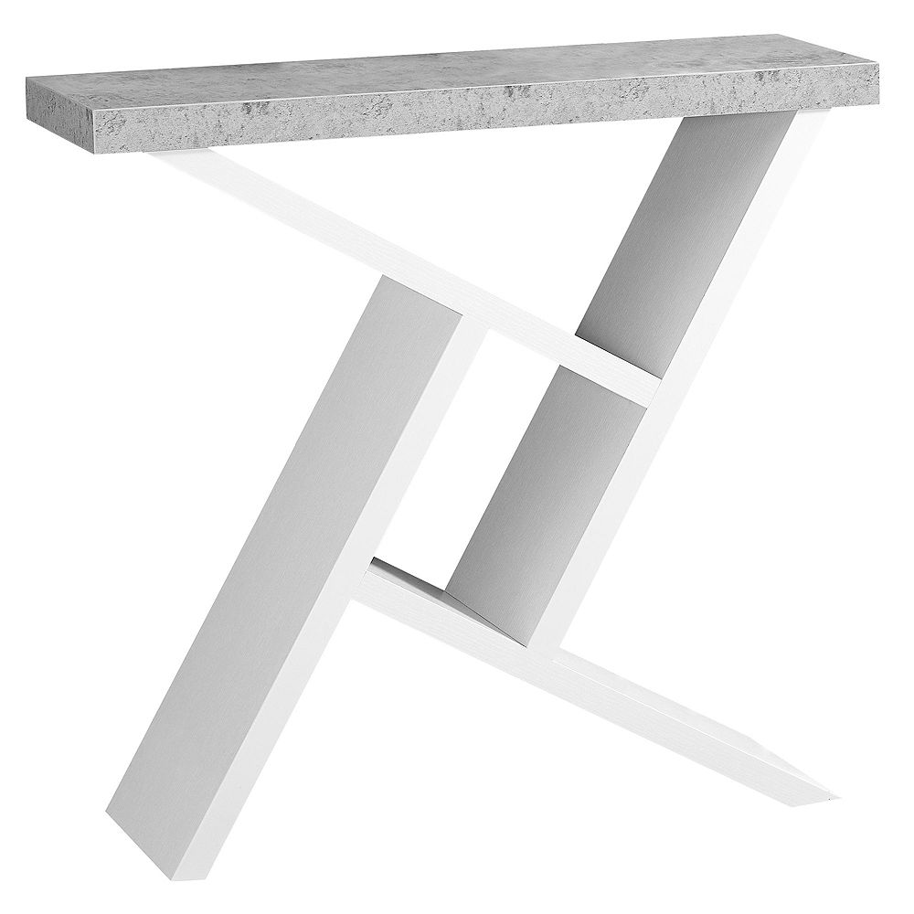 Monarch Specialties Accent Table 36 Inch L White Cement Look Hall Console The Home Depot Canada