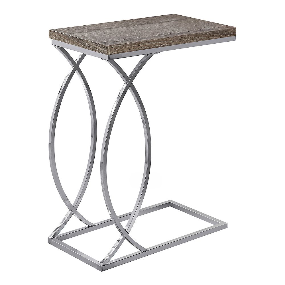 Monarch Specialties Accent Table Dark Taupe With Chrome Metal The
