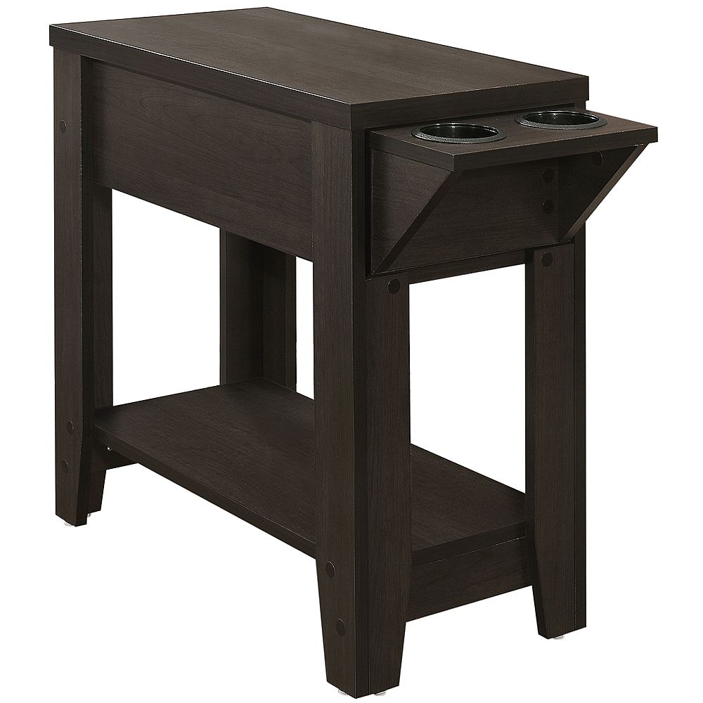 Monarch Specialties Accent Table 24 Inch H Cappuccino With A Glass Holder The Home Depot Canada