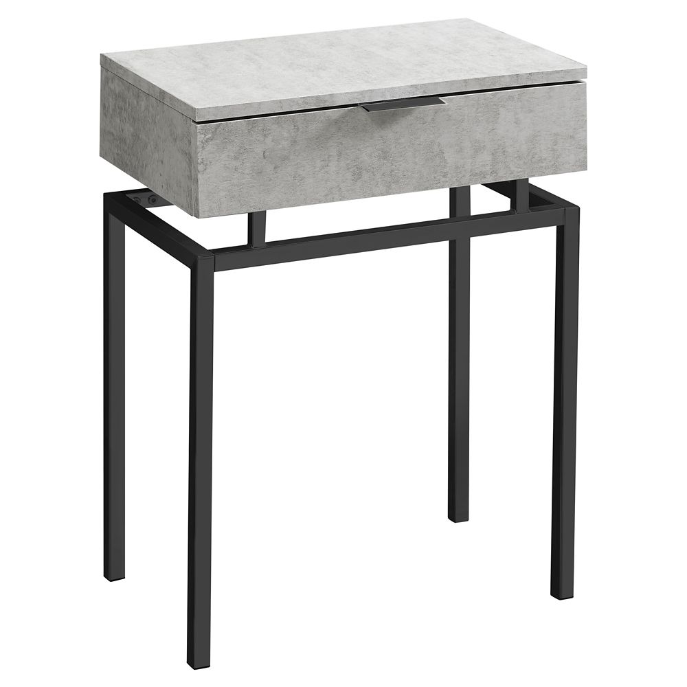 Monarch Specialties Accent Table 24 Inch H Grey CementBlack Nickel   P 1001296001 