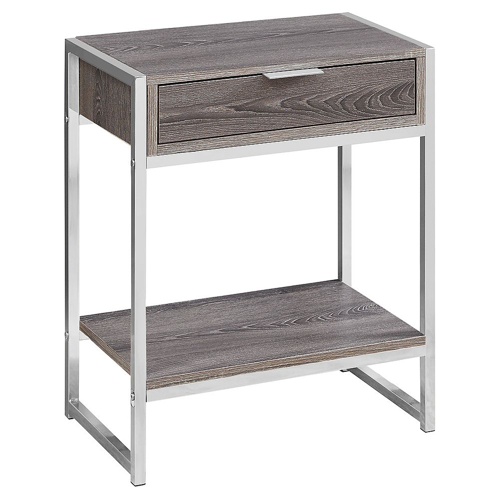 Monarch Specialties Accent Table 24inch H Dark Taupe Chrome Metal