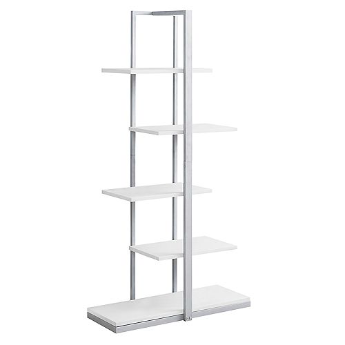 Bookcase - 60-inch H White W Silver Metal