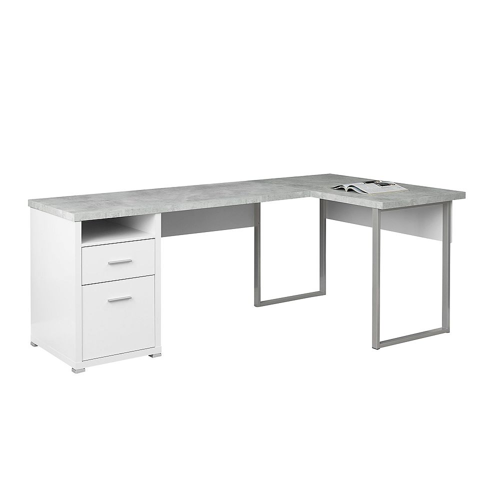 Monarch Specialties Computer Desk 80inch L White CementLook