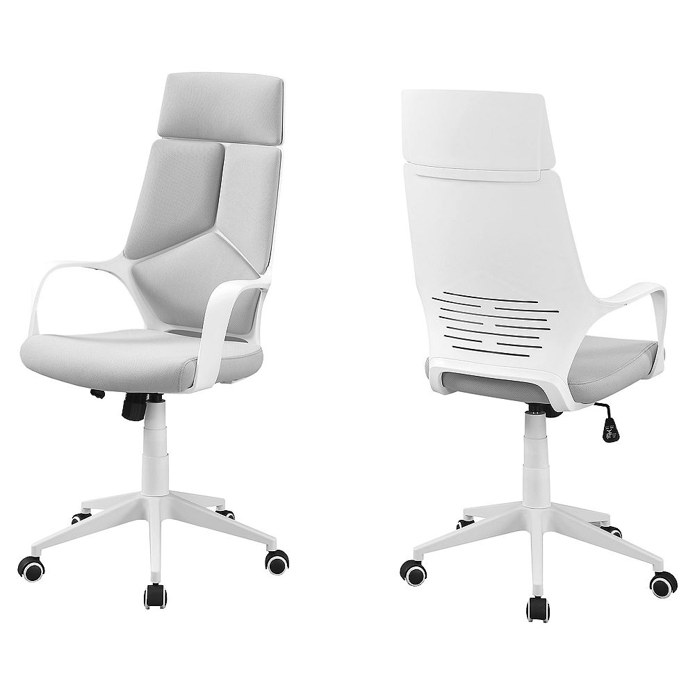 Monarch Specialties High Back Executive Office Chair in White Grey