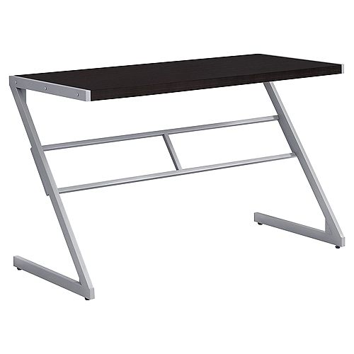 Monarch Specialties Computer Desk - 48-inch L Cappuccino Silver Metal