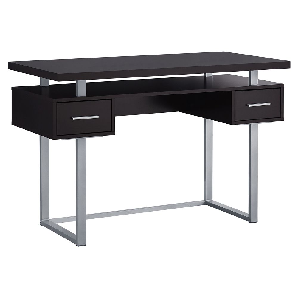 Monarch Specialties Computer Desk - 48-inch L Cappuccino Silver Metal ...