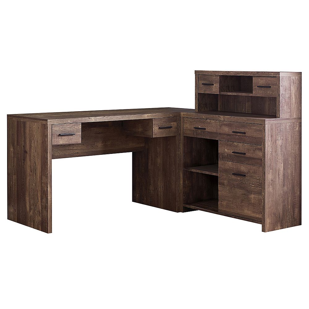 Monarch Specialties Computer Desk Brown Wood Grain LR Facing Corner