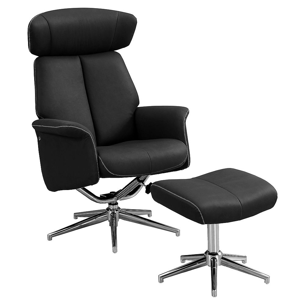 Monarch Specialties Reclining Chair 2 Piece Set Black Swivel Adjust Headrest The Home Depot Canada