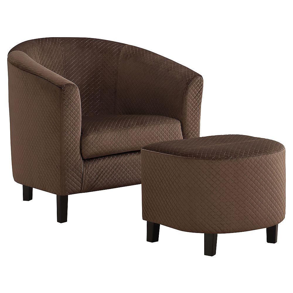 Monarch Specialties Accent Chair Dark Brown Quilted Fabric (Set of 2