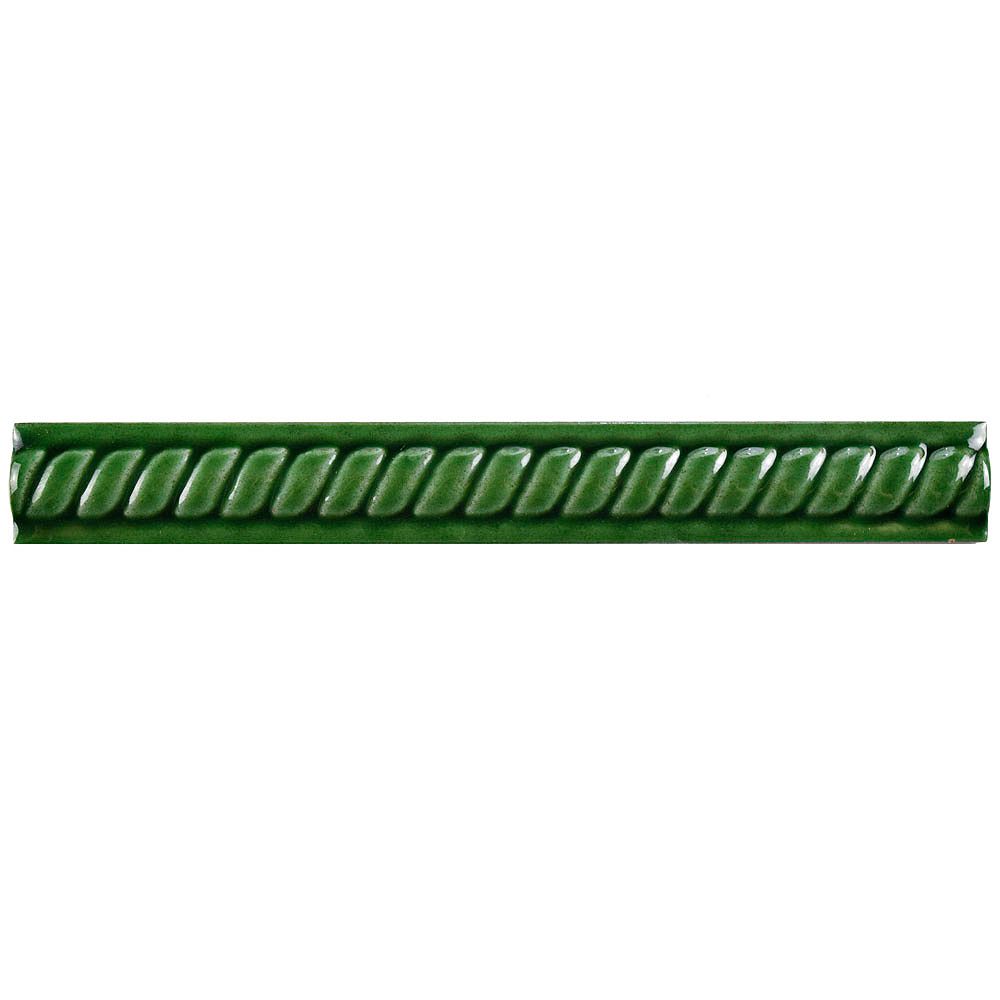 Merola Tile Trenza Verde Moldura 1-inch x 7-7/8-inch Ceramic Rope