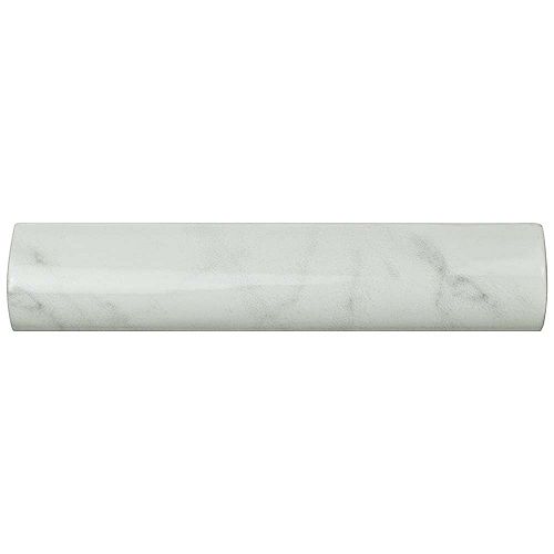 Classico Carrara Glossy Pencil Bullnose 1-1/4-inch x 6-inch Ceramic Wall Trim Tile (5.21 Ln. ft. / case)