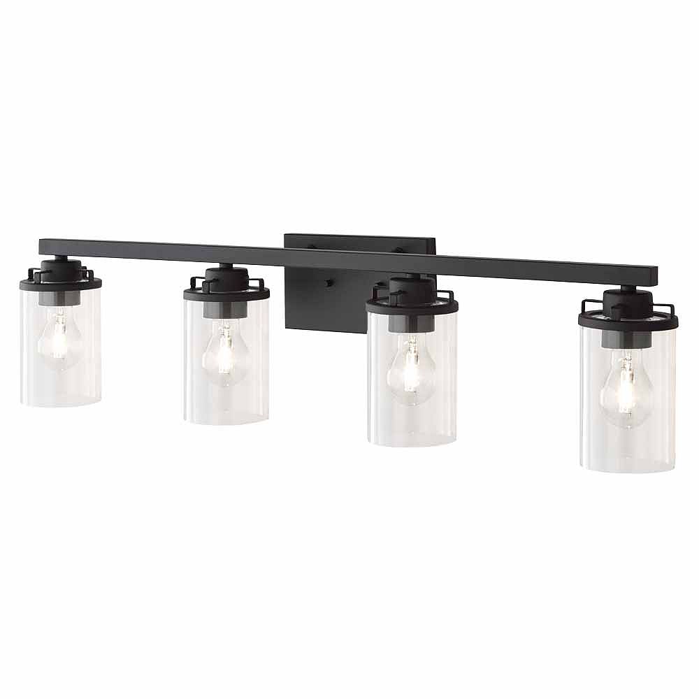 Home Decorators Collection 8 25 Inch 4 Light Black Finish Vanity Fixture With Clear The Depot Canada - Home Decorators Collection 4 Light Vanity Fixture