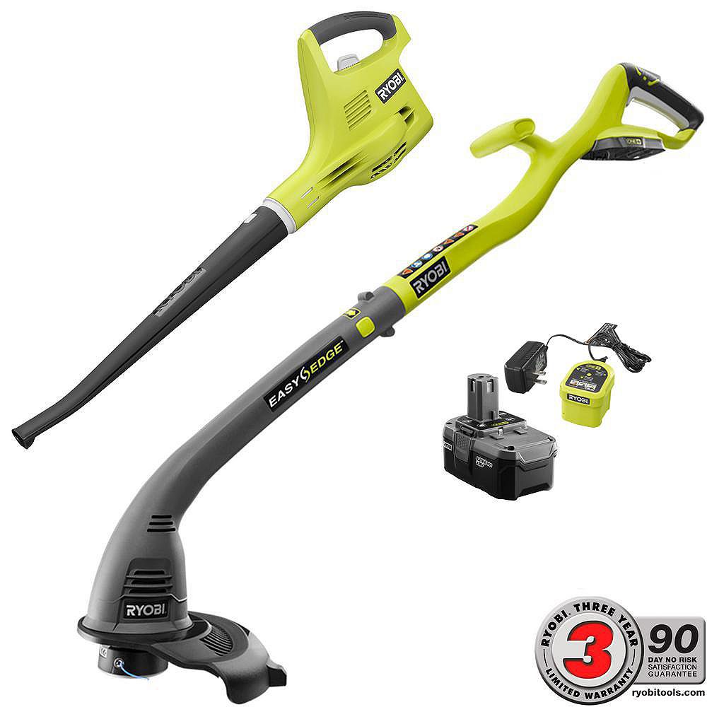 RYOBI ONE+ Coupebordure, coupebordure et soufflante/balayeuse sans fil de 18 V avec (1