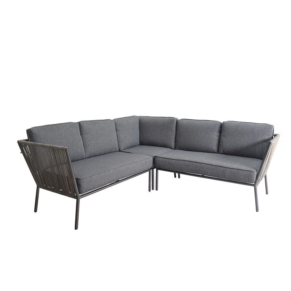 Hampton Bay Tolston 3-Piece Wicker Outdoor Patio Sectional Set with