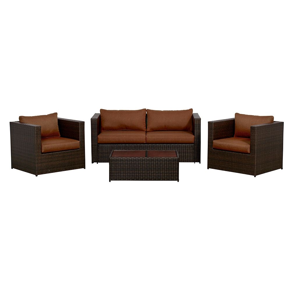 Think Patio Palisades 4 Piece Club Chair Conversation Set The Home Depot Canada Club Chair Patio Conversation Set, Patio Conversation Sets Canada Home Depot
