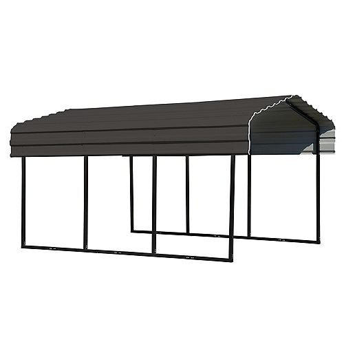 Steel Carport 10 x 15 x 7 ft. Galvanized Black/Charcoal