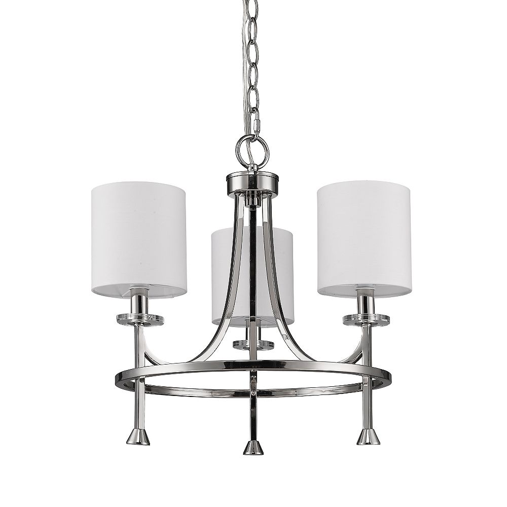 Acclaim Kara 3 Light Mini Chandelier With Shades K9 Crystal Bobeches In Polished Nickel The Home Depot Canada Acclaim Kara 3 Light Mini Chandelier, Mini Lamp Shades For Chandeliers Canada