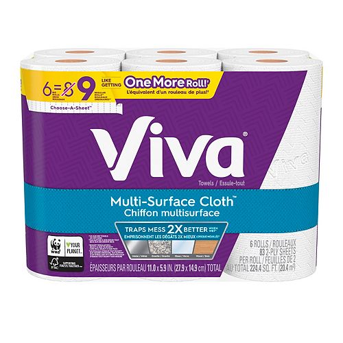 Multi-Surface Cloth Choose-A-Sheet Paper Towels, 6 Big Rolls